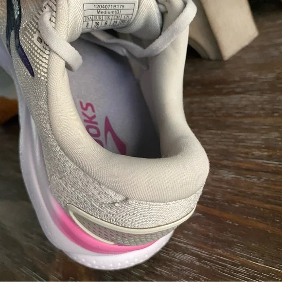 Brooks Ghost 16 Athletic Running Sneakers Shoes Womens 8 White/Grey/Blue/Pink - Picture 10 of 10